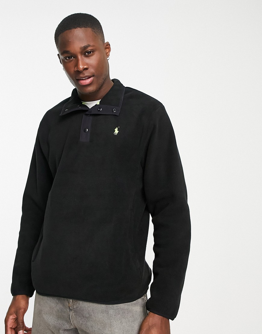 Polo Ralph Lauren - Sort Højhalset Sweatshirt Med Logoikon Og Knapper-Black