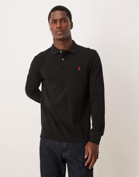 Polo Ralph Lauren - Sort langærmet polo i piqué i slim fit med logoikon - view 1
