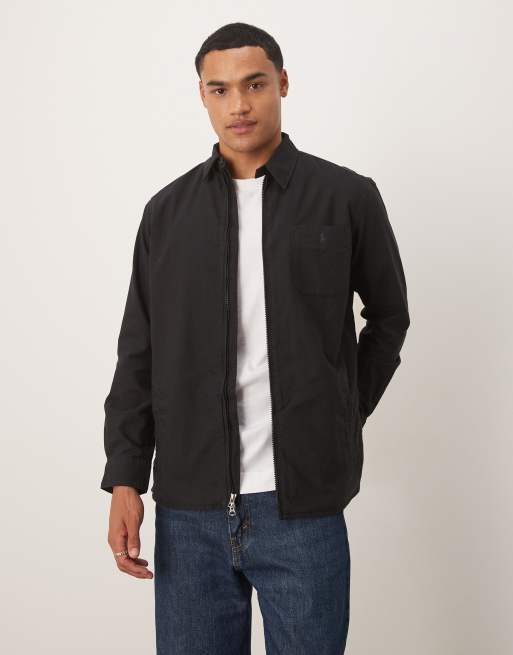 Polo Ralph Lauren - Sort Oxford-overskjorte med ikonlogo og lynlås foran