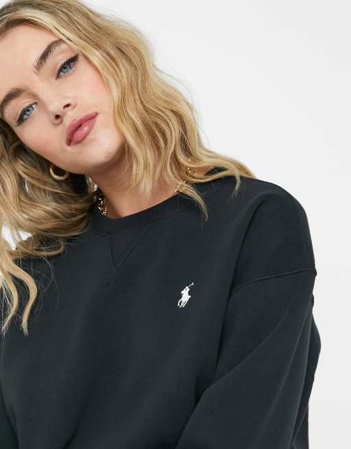 Polo Ralph Lauren - Sort sweatshirt med rund hals og logo - Del af sæt