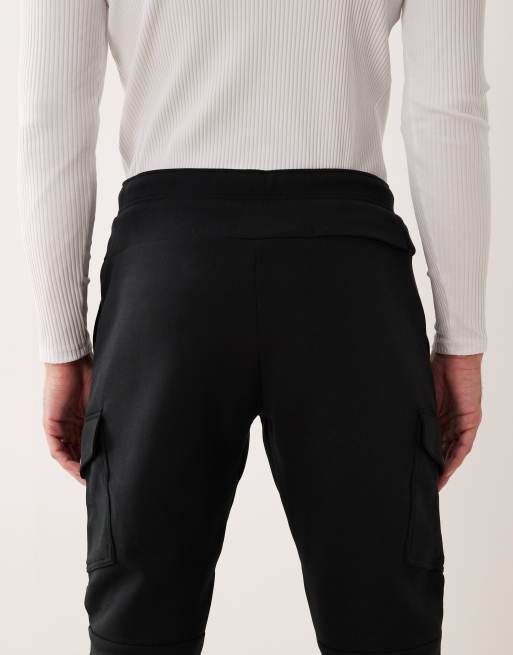 Polo Ralph Lauren - Sorte dobbeltstrikkede cargo-joggingbukser med ikonlogo, 5 af 5