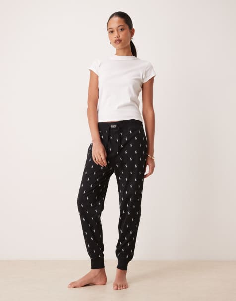 Polo Ralph Lauren - Sorte lounge-joggingbukser med gennemgående logoprint i bomuld - Del af sæt - view 1