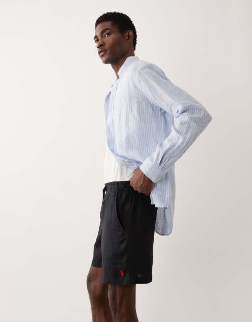 Polo Ralph Lauren - Sorte shorts i farvet hørmateriale, 3 af 5