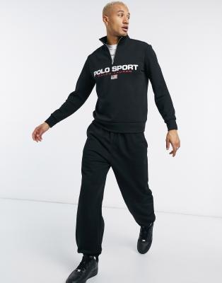 ralph lauren half zip sweatshirt black