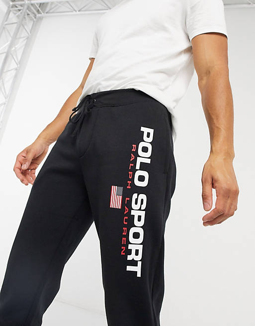Polo Ralph Lauren Sport ASOS exclusive logo cuffed sweatpants in black