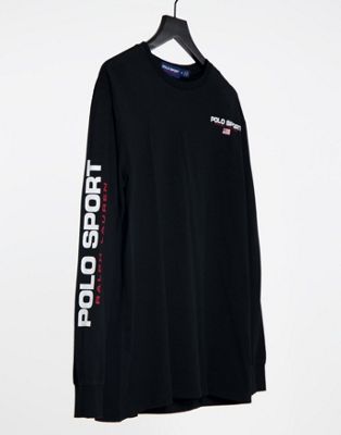 Polo Ralph Lauren Sport ASOS exclusive long sleeve t-shirt in black with  arm logo