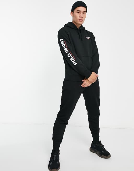 Polo Ralph Lauren Sport ASOS exclusive sleeve logo hoodie in black