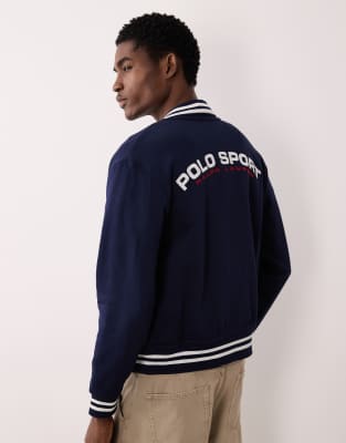 Polo Ralph Lauren Men's Navy Sport Back Print Baseball Jacket In