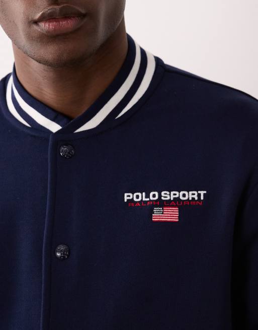 Polo Ralph Lauren Sport back print baseball jacket in navy, 3 of 5