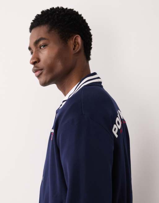 Polo Ralph Lauren Sport back print baseball jacket in navy, 4 of 5