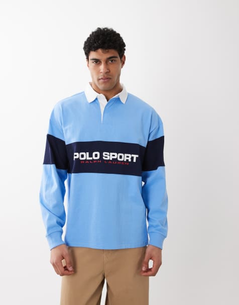 Polo Ralph Lauren - Sport - Blå oversized rugby-polo - view 1