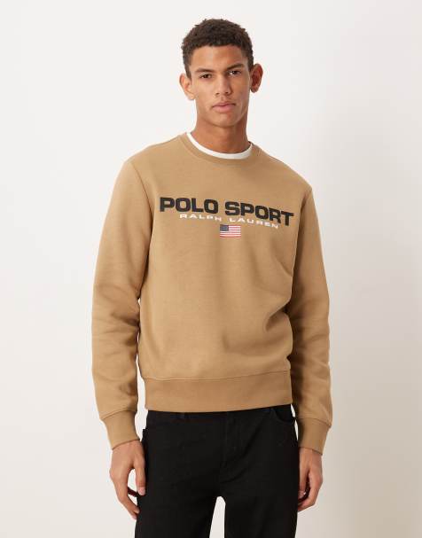 Polo Ralph Lauren – Sport – Bluza w beżowym odcieniu khaki z logo z flagą - view 1