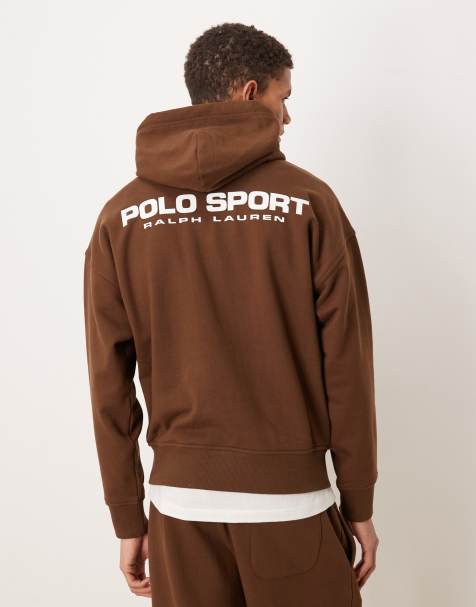Polo Ralph Lauren - Sport - Brun hættetrøje med print på ryggen i afslappet pasform -Del af sæt - view 1
