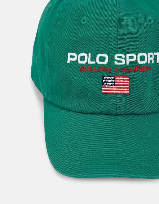 Polo Ralph Lauren – Sport Capsule – Baseballkappe in Grün mit Flaggenlogo, 7 von 7