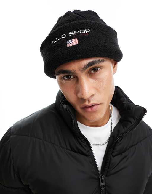 Polo Ralph Lauren sport capsule borg beanie in black with logo ASOS