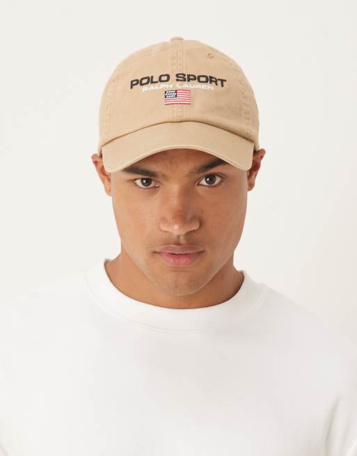Polo Ralph Lauren - Sport Capsule - Cappellino in twill color cuoio unisex con logo della bandiera