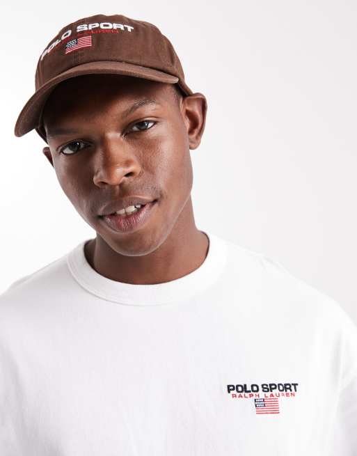 Polo Ralph Lauren - Sport Capsule - Casquette de baseball unisexe en sergé à logo drapeau - Marron