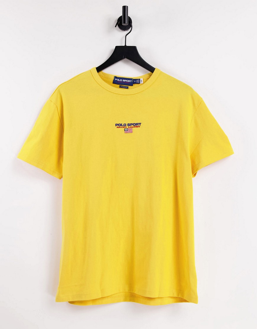 POLO RALPH LAUREN SPORT CAPSULE CENTRAL LOGO T-SHIRT IN YELLOW,710836755002-US