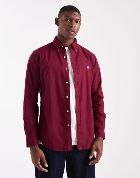 Polo Ralph Lauren - Sport Capsule - Chemise Oxford ajustée avec petit logo drapeau - Bordeaux teinté - view 1