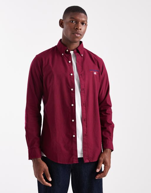 Polo Ralph Lauren - Sport Capsule - Chemise Oxford ajustée avec petit logo drapeau - Bordeaux teinté