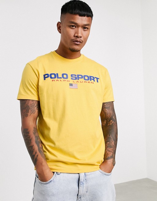 Polo Ralph Lauren Sport Capsule chest flag logo t-shirt in yellow
