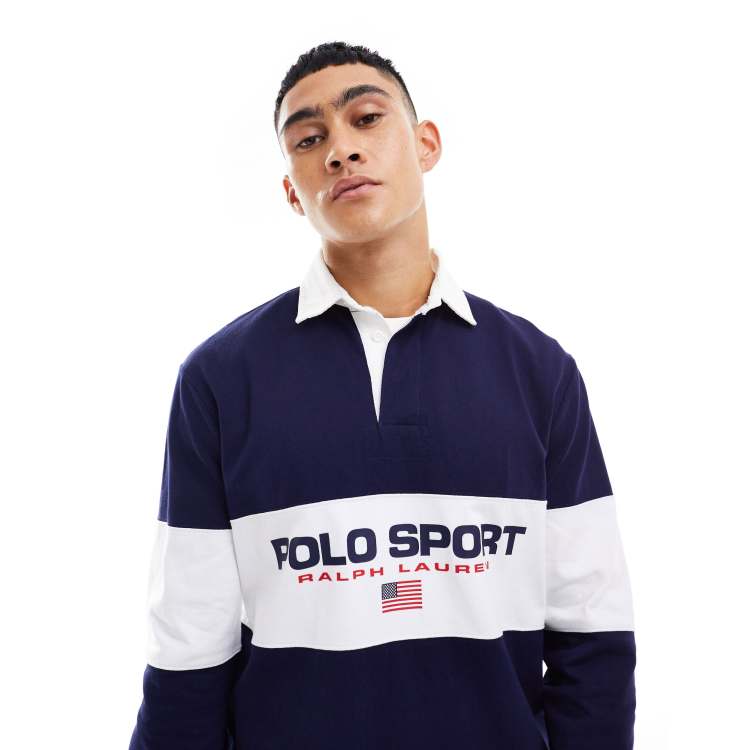 Polo Ralph Lauren Sport Capsule chest panel logo rugby shirt in navy ASOS