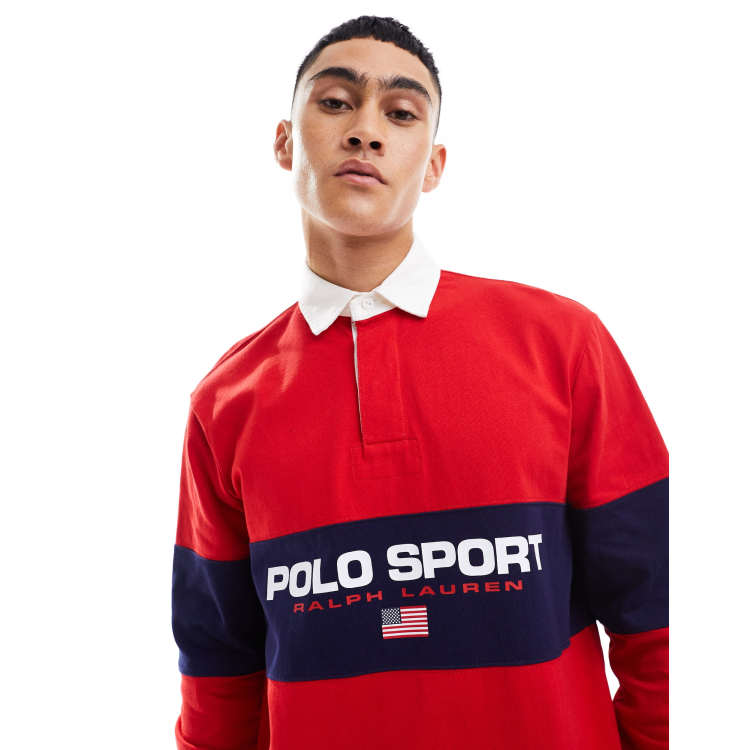 Polo Ralph Lauren Sport Capsule chest panel logo rugby shirt in red