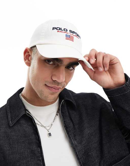 Polo Ralph Lauren - Sport Capsule - Cremehvid baseball-kasket med flaglogo i twill