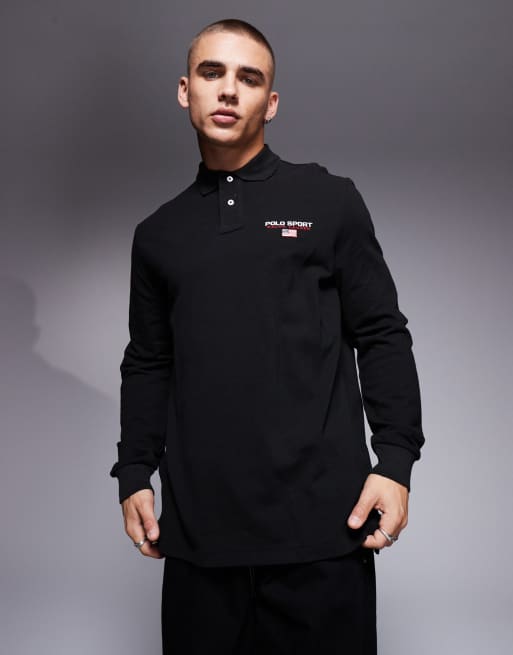 Polo Ralph Lauren – Sport Capsule – Czarna koszulka polo z długimi rękawami i logo