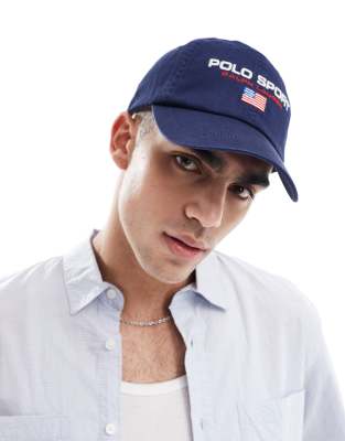 Sport capsule flag logo twill baseball cap in navy