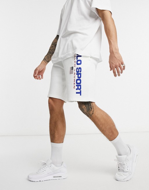 Polo Ralph Lauren Sport capsule fleece large logo print sweat shorts in white