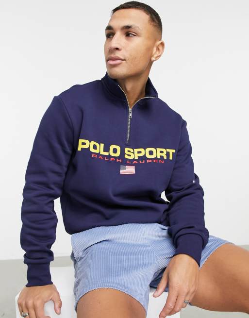 Polo Ralph Lauren - Sport capsule - Fleece sweatshirt met korte rits in cruise navy