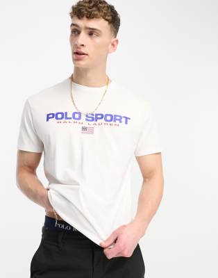 Polo Ralph Lauren Sport capsule retro flag logo taping tricot track  sweatpants in white