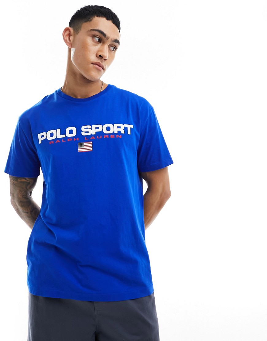 Polo Ralph Lauren Sport Capsule front logo t-shirt classic oversized fit in mid blue