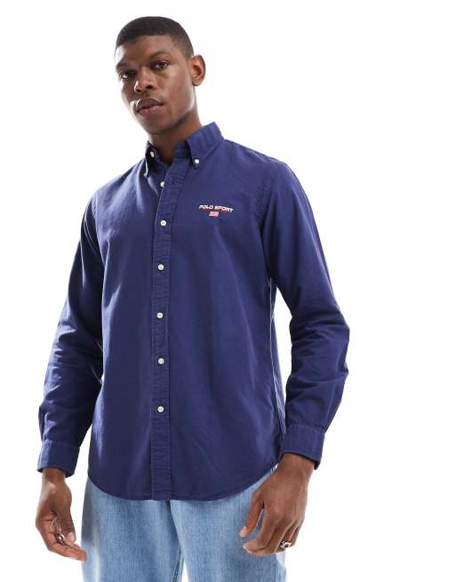 Polo Ralph Lauren - Sport Capsule - Garment-dyed klassiek oversized Oxford overhemd met klein logo in marineblauw