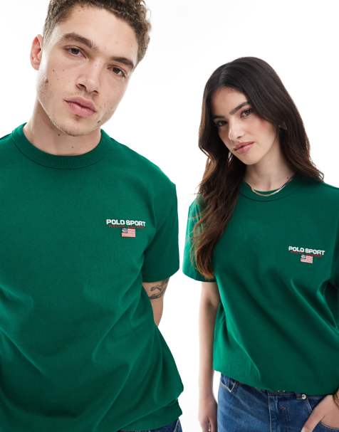 Polo Ralph Lauren – Sport Capsule – Gruby zielony T-shirt unisex z małym logo na piersi - view 1