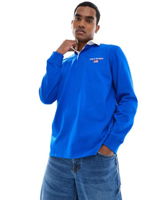 Polo Ralph Lauren – Sport Capsule – Jaskrawoniebieska koszula w stylu rugby