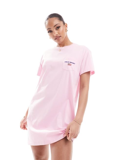 Polo Ralph Lauren Sport Capsule jersey t shirt dress with logo in pink