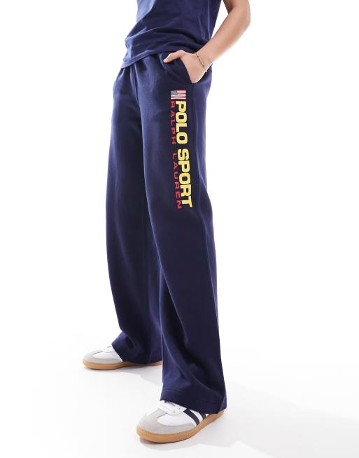 Polo Ralph Lauren track pants in navy with side text logo