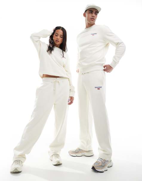 Polo Ralph Lauren Sport capsule unisex small logo straight joggers in cream CO-ORD