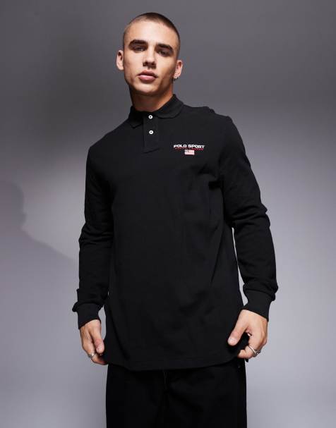 Polo Ralph Lauren – Sport Capsule – Langärmliges Poloshirt in Schwarz mit Logo - view 1