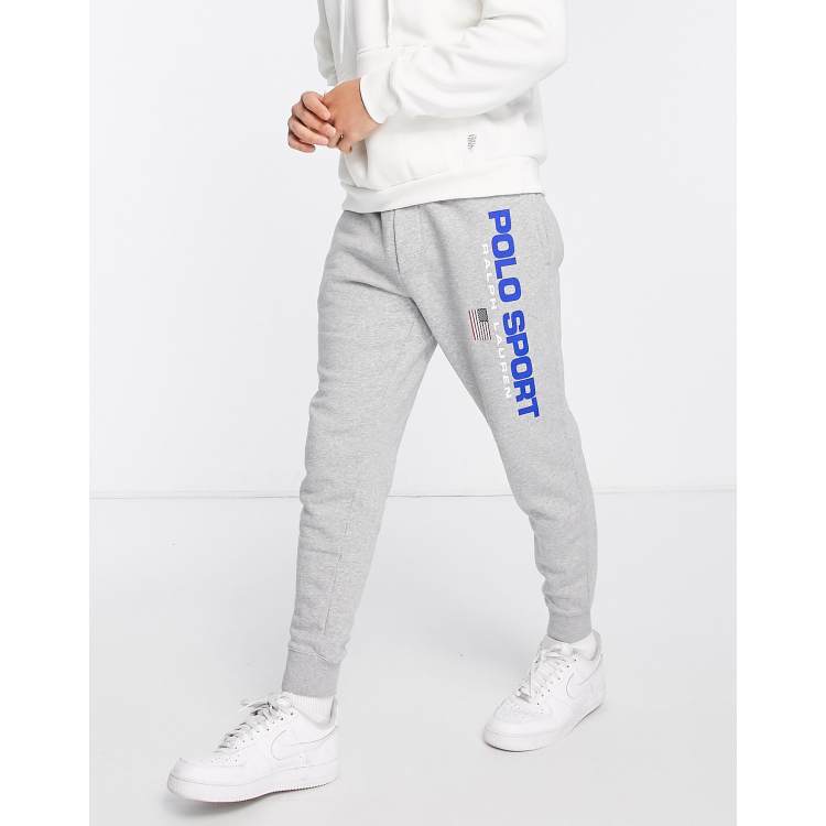 Polo Ralph Lauren Sport capsule logo cuffed sweat joggers in grey marl |  ASOS