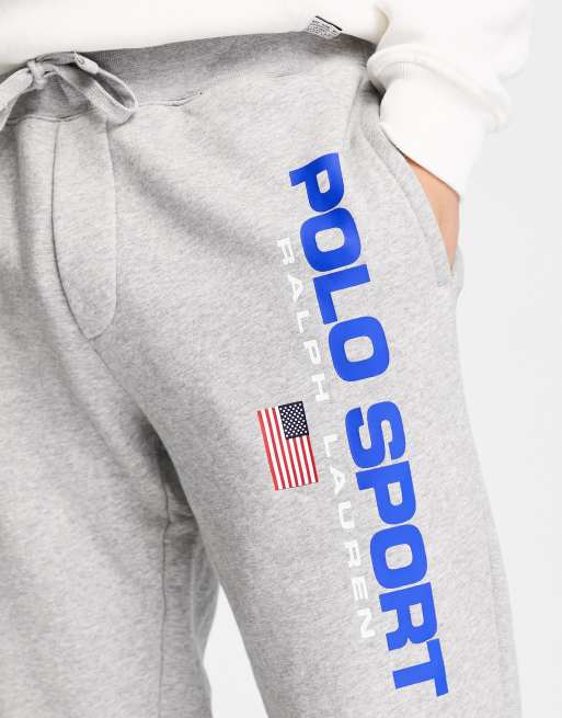 Polo Ralph Lauren Sport capsule logo cuffed sweat joggers in grey marl