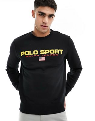 Polo Ralph Lauren Sport Capsule Logo Front Sweatshirt In Black