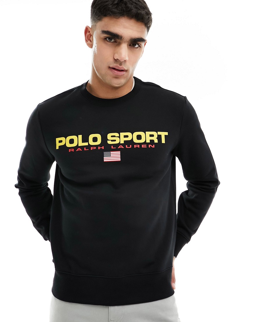 Polo Ralph Lauren Sport Capsule logo front sweatshirt in black