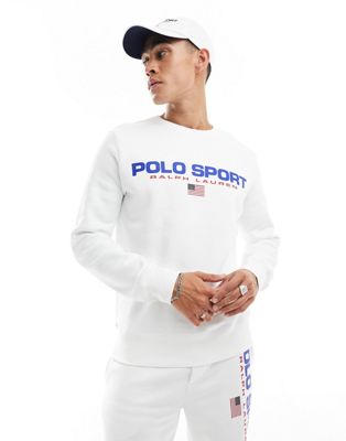 Polo Ralph Lauren Sport Capsule logo front sweatshirt in white - ASOS Price Checker