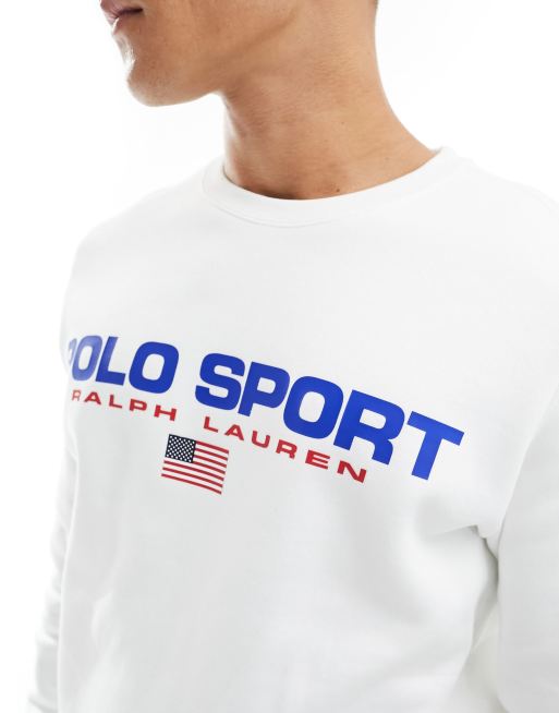 Polo Ralph Lauren Sport Capsule logo front sweatshirt in white | ASOS