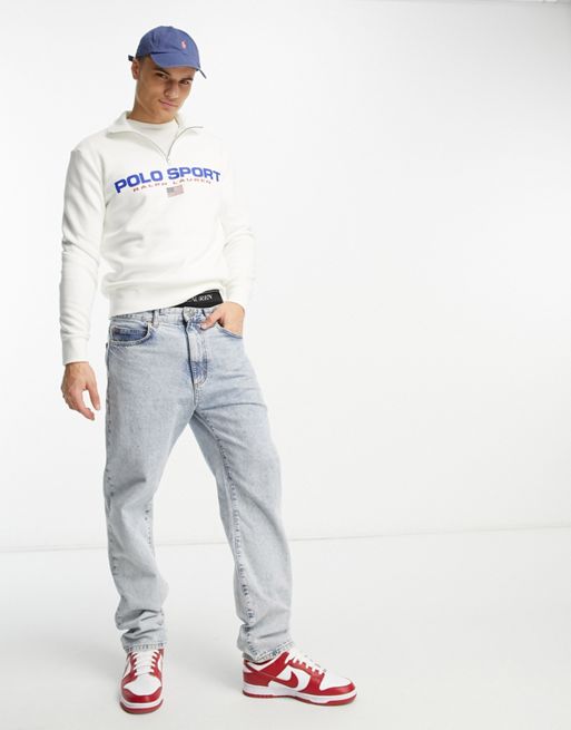 Polo Ralph Lauren sport capsule logo half zip sweatshirt in white