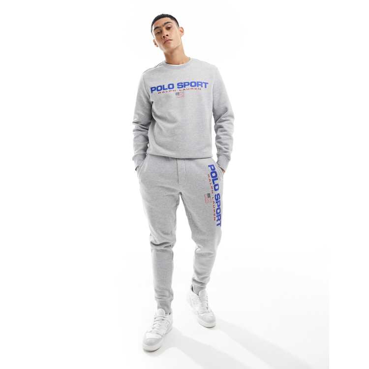 Polo Ralph Lauren Sport Capsule logo leg joggers in grey marl ASOS