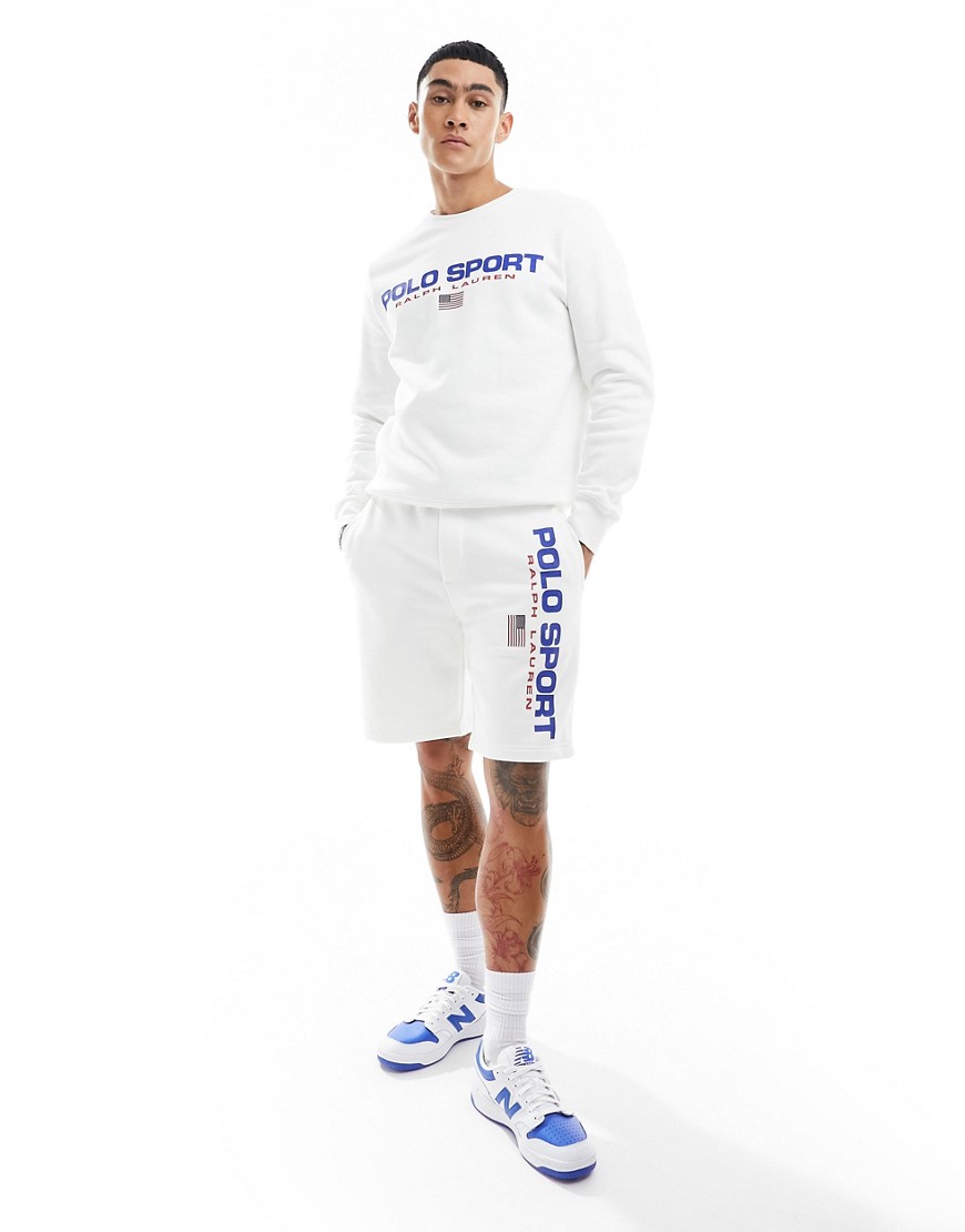 Polo Ralph Lauren Sport Capsule logo leg sweat shorts in white